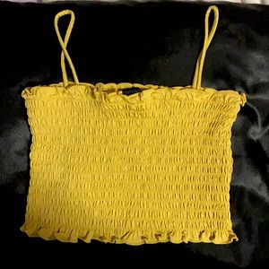 ❌SOLD❌Yellow/Mustard Scrunched Ruffled Cropped Tank Top